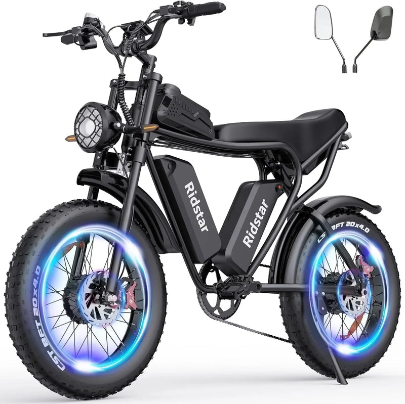 Electric Bike Q20, 2000W, 52V, 30-180 Miles All-Terrain Fat Tire E-Bike for Adults U5523