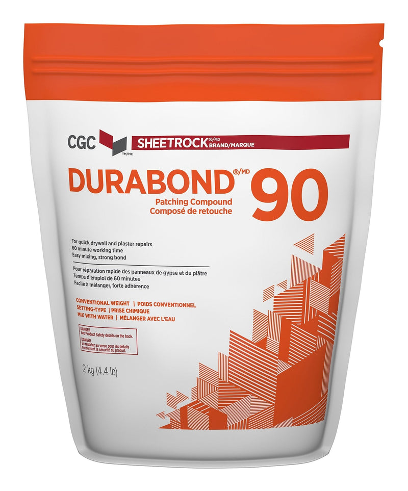 Sheetrock Durabond 90 Minute Drywall & Plaster Repair Compound, Easy-Mix, White, 2-kg R3224