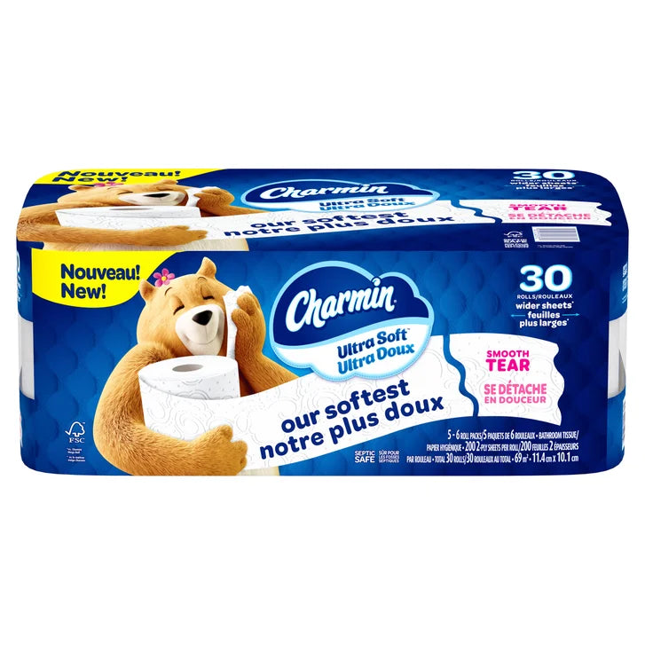 Charmin Ultra Soft Toilet Paper Jumbo Rolls, 30 x 200 Sheets N8697