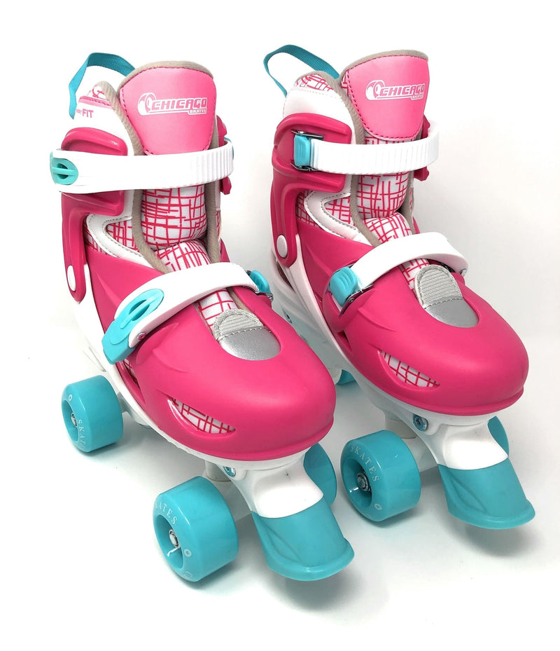 Kids' Adjustable Quad Rollerblades Bundle, Pink Q382
