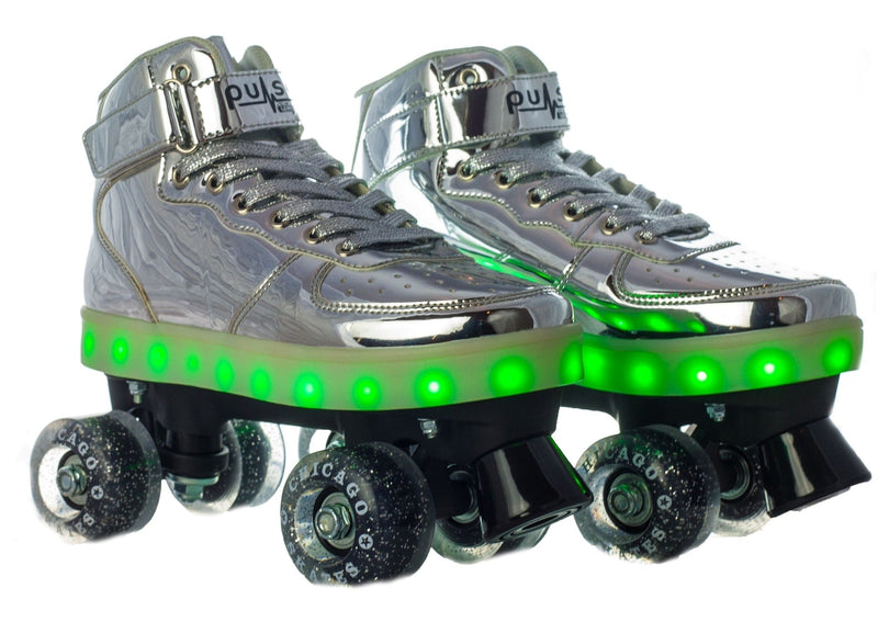 Pulse LED Light Up Rollerskates, Silver V7326