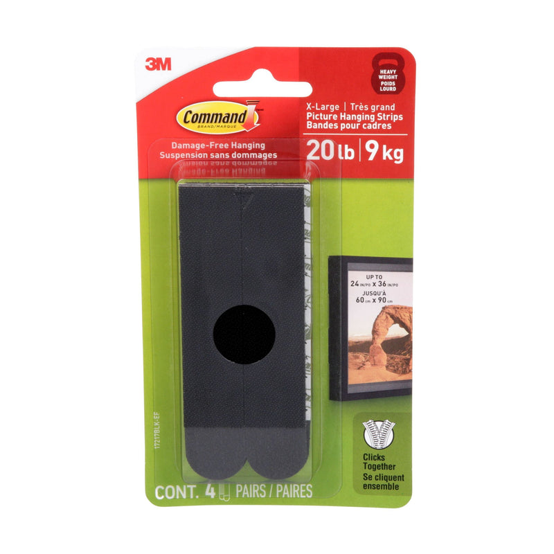 20-lb Black Picture Hanging Strips, 17217BLK-EF | 4 Pairs, X-Large Strips G8559