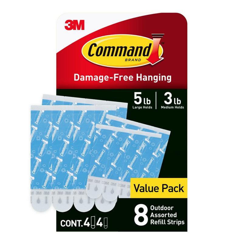 8-Piece 5-lb Medium and Large White All Weather Outdoor & Bath Damage Free Hanging Strips U5191