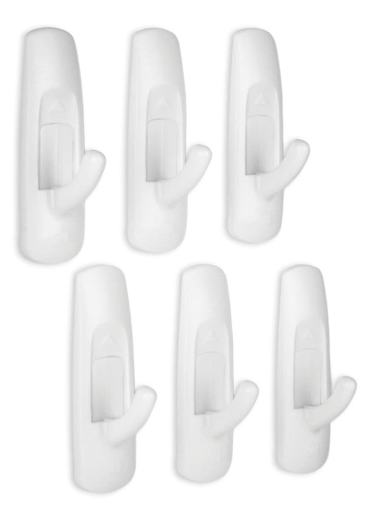 Medium Utility Hooks in Reclosable Package, Adhesive, No Surface Damage, 3-lb, 6 Strips per Pack V0836