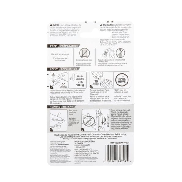 Outdoor Medium Window Hooks, No Surface Damage, 5 Hooks per Pack P1816