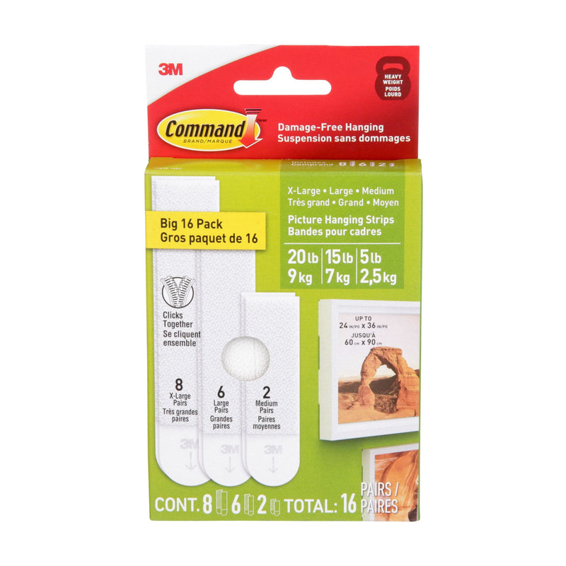 White Picture Hanging Strip Mixed Pack, 17218-16EF | 16 Pairs Z6007