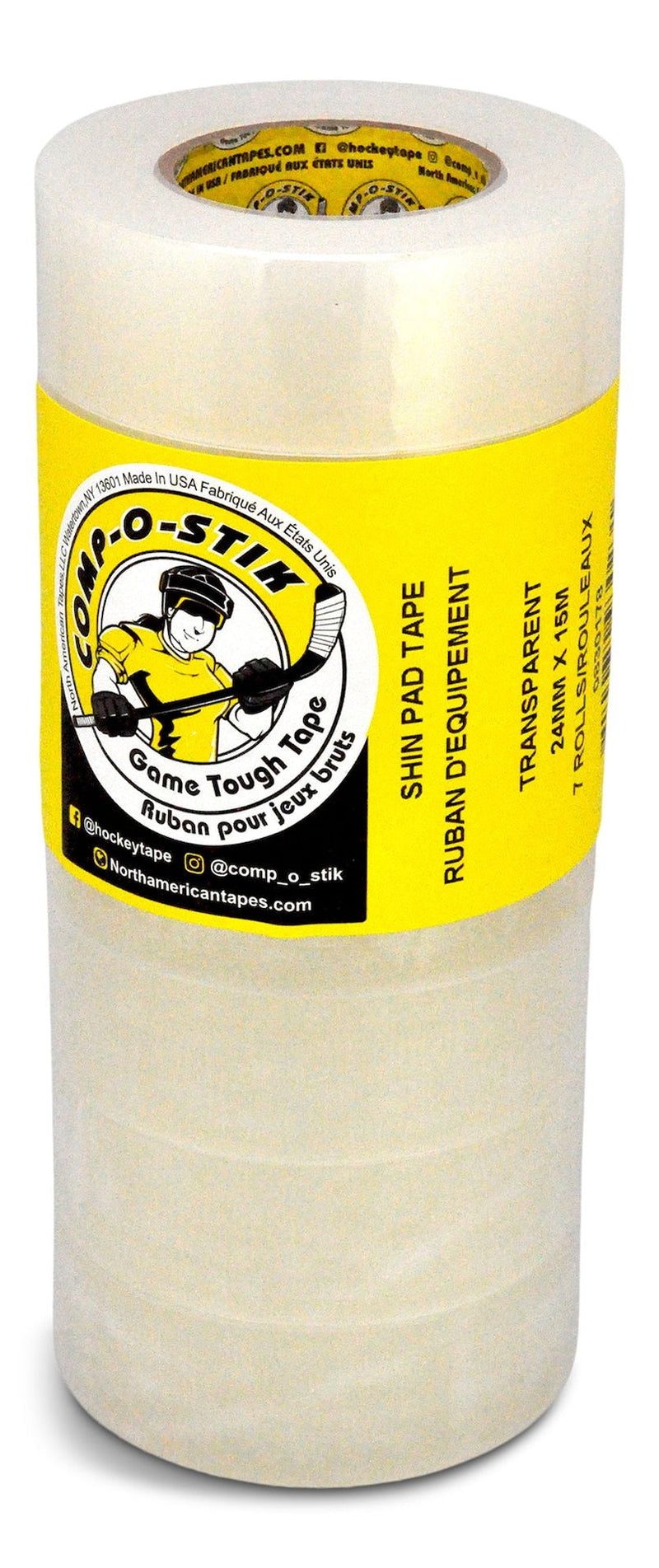 or Water Resistant Hockey Tape, Clear, 7-pk P2658