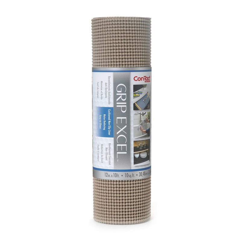 Con-Tact Grip Excel Non-Adhesive Cushioned Shelf/Drawer Liner, Taupe, 12-in x 10-ft V6684