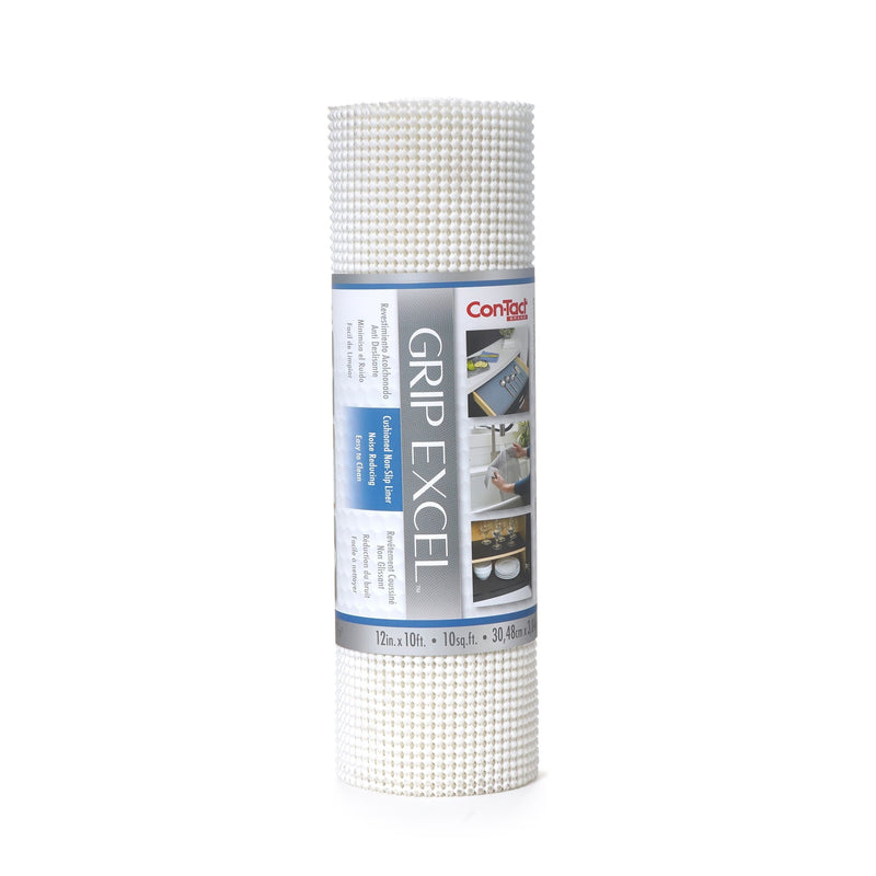 Con-Tact Grip Excel Non-Adhesive Cushioned Shelf/Drawer Liner, White, 12-in x 10-ft D2565