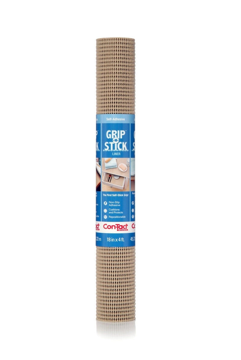 Con-Tact Grip-N-Stick Removable Adhesive Non-Slip Shelf/Drawer Liner, Taupe, 18-in x 4-ft N9998