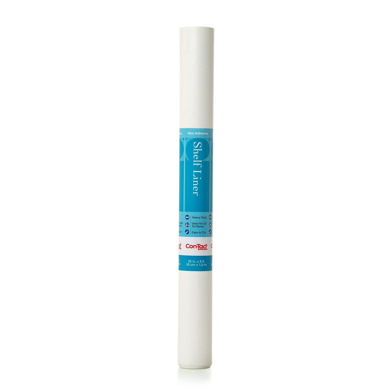 Con-Tact Simple Elegance Non-Adhesive Solid Shelf/Drawer Liner, White, 20-in x 5-ft C3328