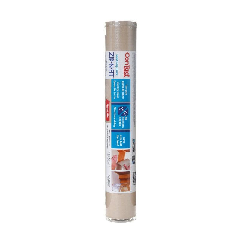 Con-Tact Zip-N-Fit Quick-Fit Non-Slip Solid Grip Shelf/Drawer Liner, Stone, 18-in x 4-ft I0154
