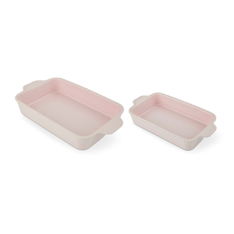 Nested Bead Rectangular Bake Dish Set, Pink, 2-pc B0858