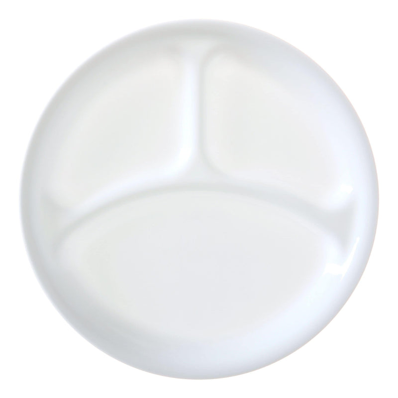 Glass Divided Dinner Plate, 10.25-in, White Q7580