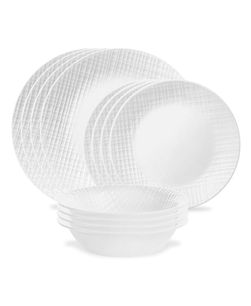 Linen Weave Dinnerware Set, Serves 4, 12-pc, White T8739