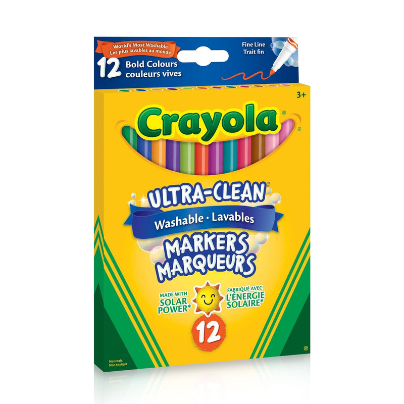 Ultra-Clean Washable Fine Tip Markers for Drawing/Colouring, Multi-Colour, 12-pk, Ages 3+ G2585