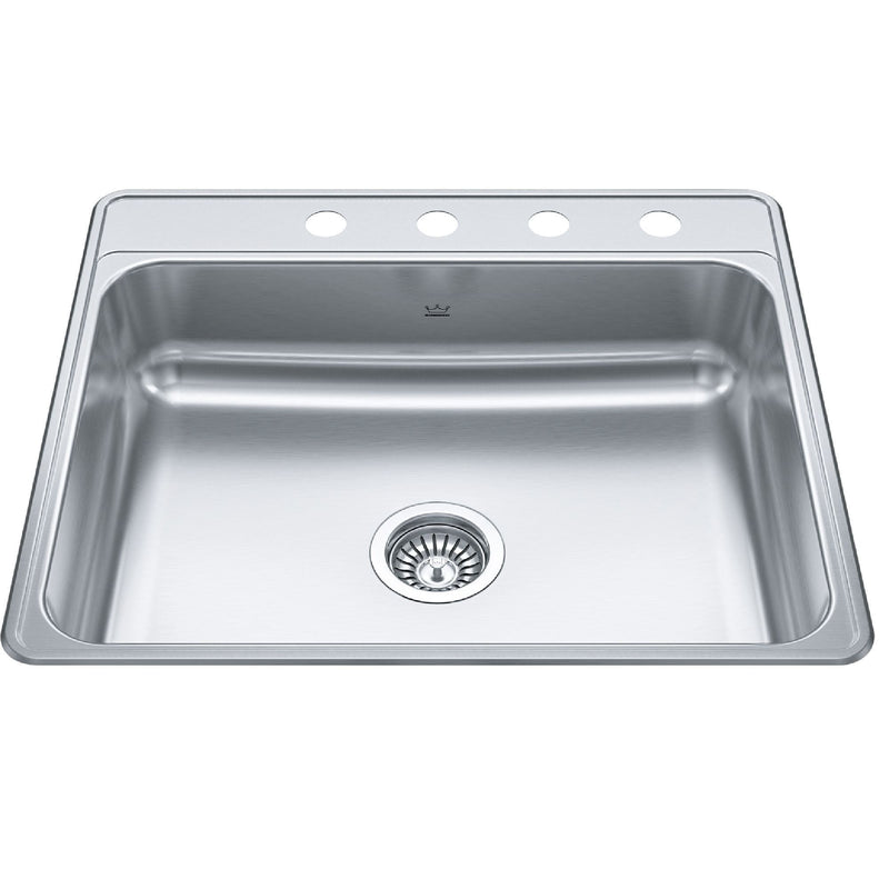Drop-In Single 4-Hole Stainless Steel Sink, 22x25-in E2767