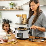 Digital Programmable Slow Cooker with Locking Lid, Feeds 4 People & More, Stainless Steel, 4-qt