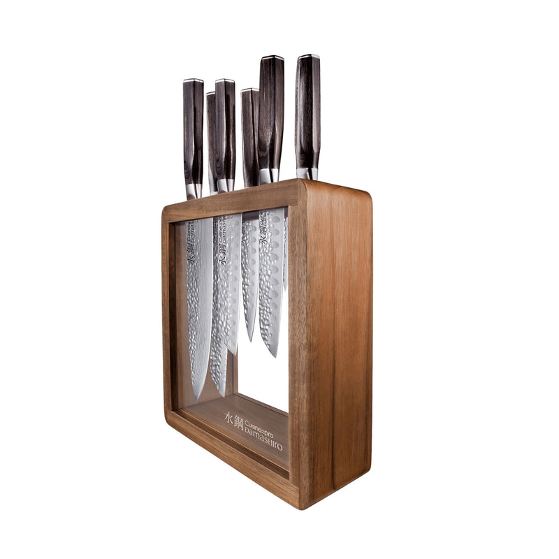 PRO DAMASHIRO MOKUZAI 7PC KNIFE BLOCK C3333