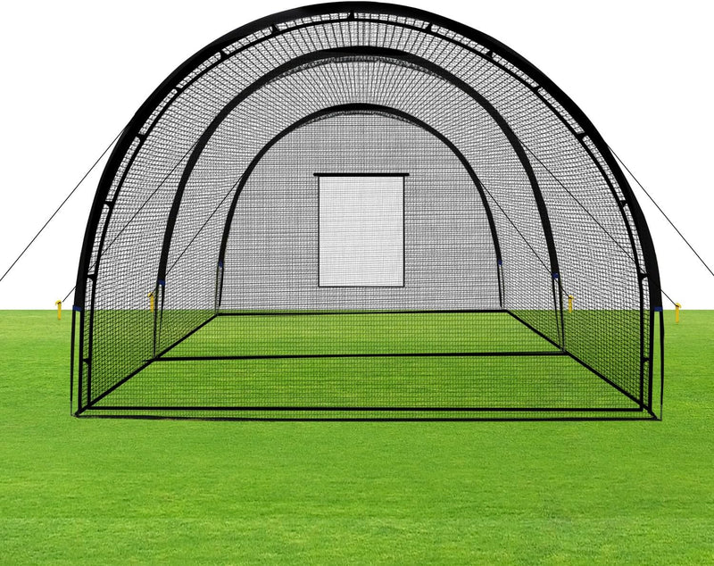 Baseball Batting Cage Net Batting Cages for Backyard Portable Baseball and Softball Batting Cages with Pitching Machine Hole and Detachable Door for Backyard Outdoor Hitting Practice U8517