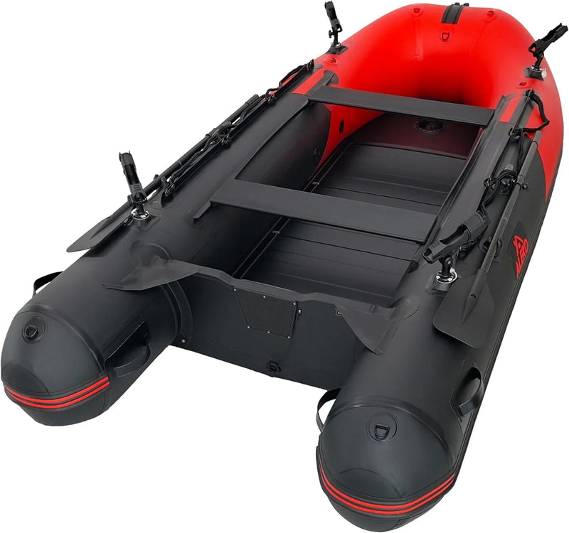 Inflatable Boat | Yacht Dinghy Tender Raft | Multi Person Fishing Boat | Aluminum Floor Oars | Fishing Rod Holders | Heavy-Duty PVC | 2024 Model | I3593