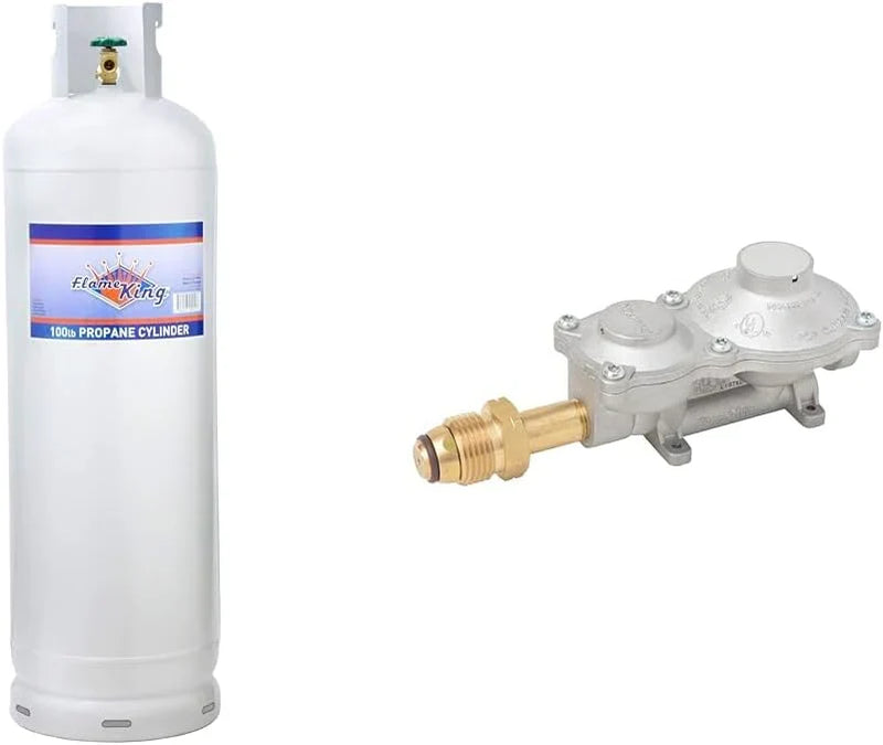 Steel Propane Tank Cylinder with POL Valve and Collar, Great for Mixed Heating Systems, Home fireplaces, Dryers and Grills-Flame King V9355
