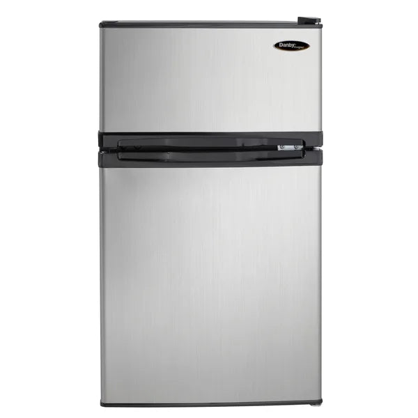 Danby Designer 3.1 cu. ft. Dual Door Compact Fridge with Freezer in Stainless-steel Look F7430