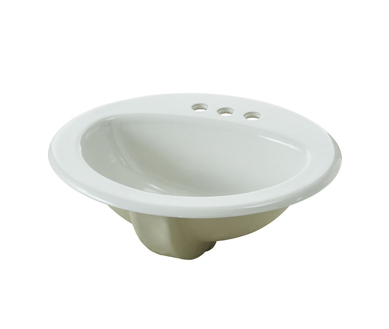 Oval Drop-In Bathroom Sink, White, 4-in Centre, 20-in x 17-in M6047