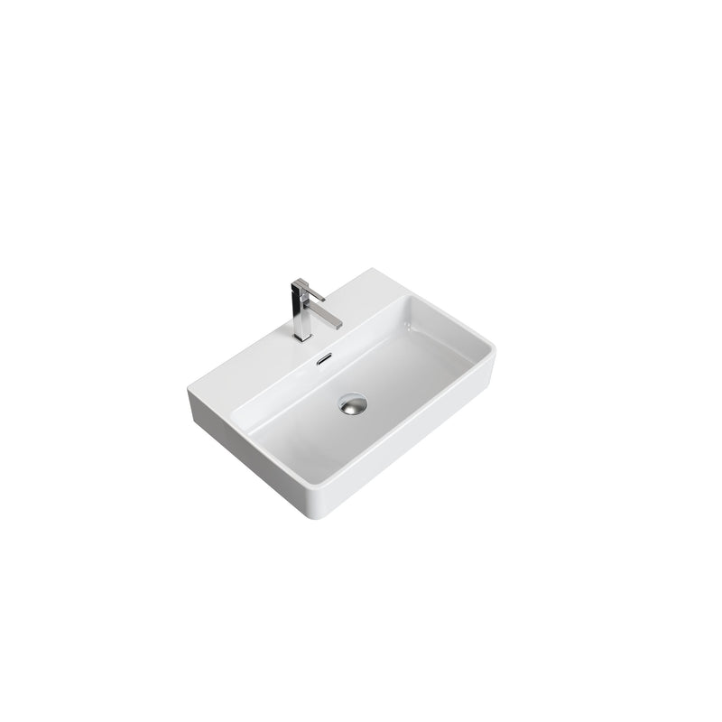 Scratch-Resistant Rectangle Vessel Sink, White, 23.6-in x 16.5-in Y638