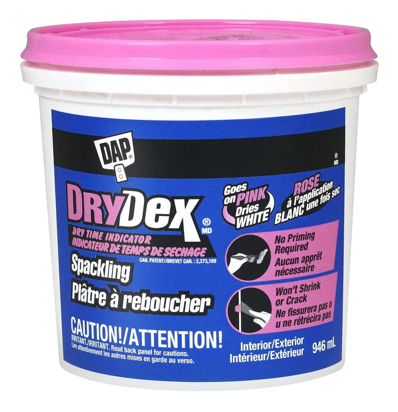 DryDex Spackling, Indoor/Outdoor Wall Hole & Crack Repair with Dry Time Indicator, 946-mL G0740