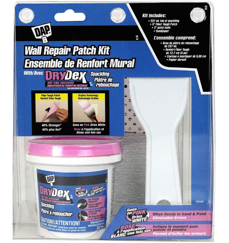 Wall Repair Patch Kit with DryDex Spackling, Putty Knife, Patches & Sandpaper, 4-pc L7335