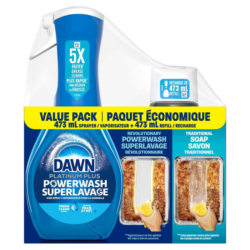 Platinum Powerwash Dish Spray, Fresh Scent Bundle, 1 Starter-Kit P5379