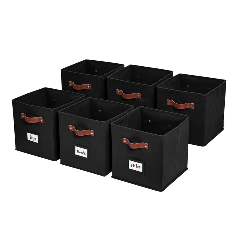 Collapsible Storage Cube with Label, 11-in, 6-pk, Black H4763