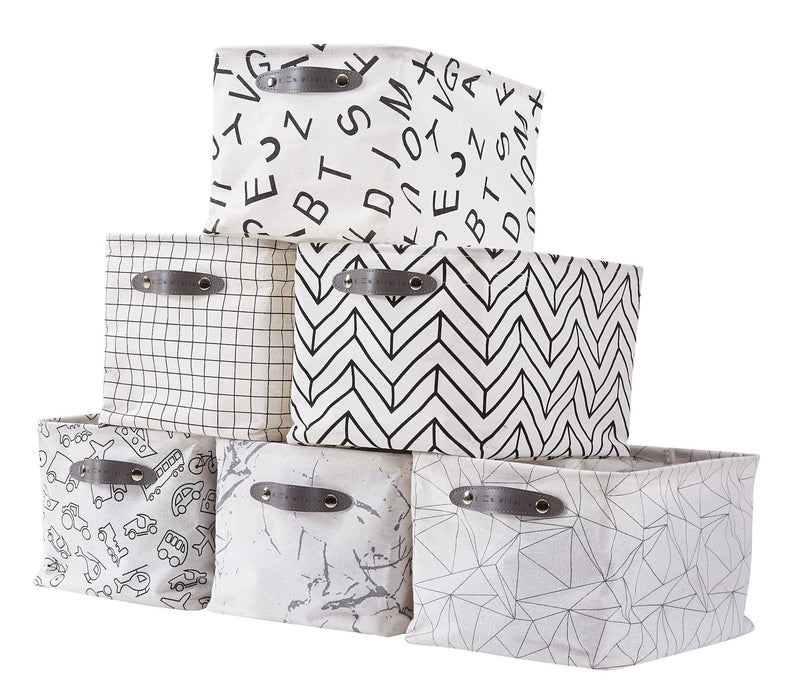 Large Water Resistant Storage Bin, 15-in x 11-in x 9.5-in, 6-pk, Black Pattern K6776