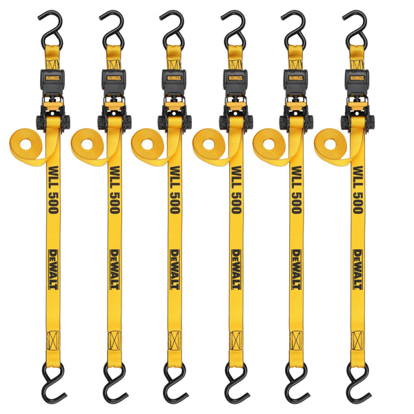 DXBC15006X 1,500-lb Ratchet Tie-Down, with Storage Bag, 1-in x 10-ft, 6-pk, Yellow X4854