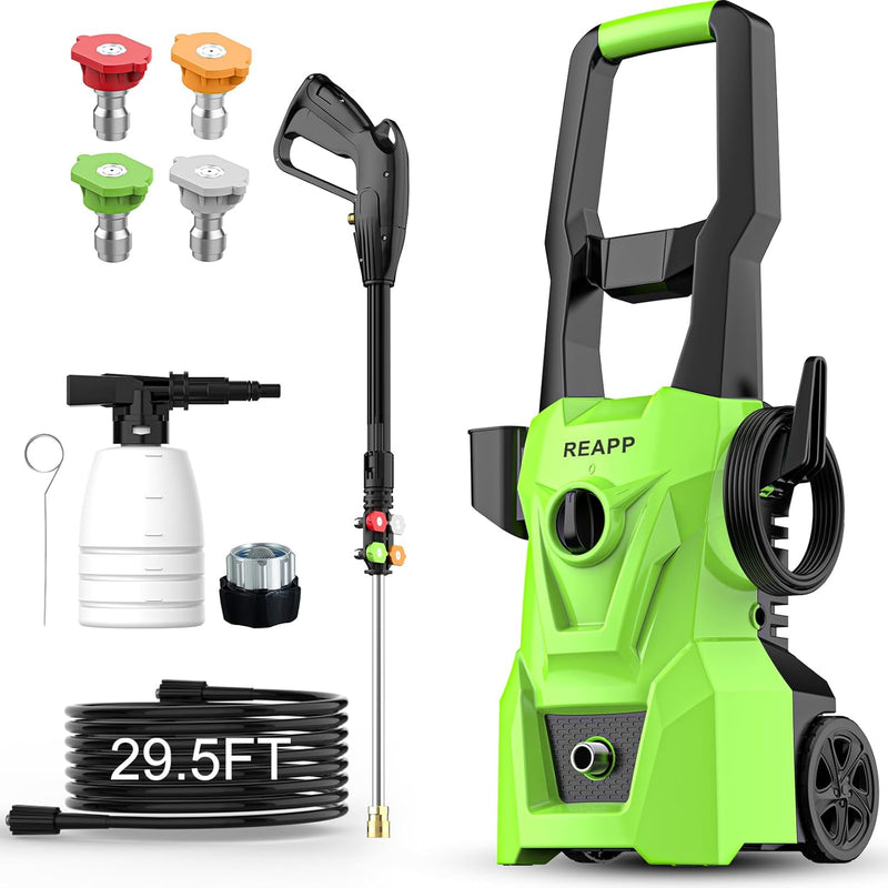 Electric high-pressure cleaning machine, foam sprayer, 4 quick-connect high-pressure nozzles, 2400 pounds/square inch 2.4 gallons/minute powerful cleaning machine, high-pressure cleaning equipment for M2471