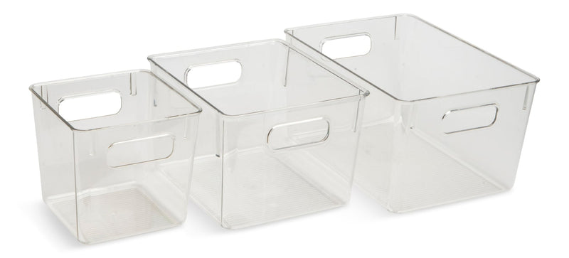Multi-Size Clear Storage Bin Set, 3-pc J7417