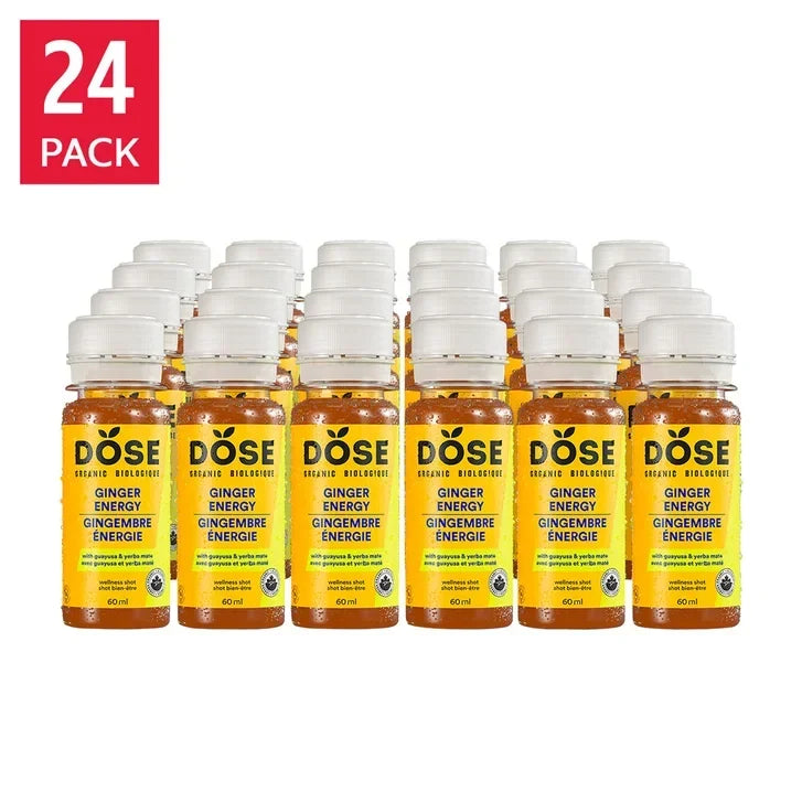 DOSE Organic Ginger Daily Booster shots, ENERGY pack, 24 x 60 mL (2 fl oz) T9724