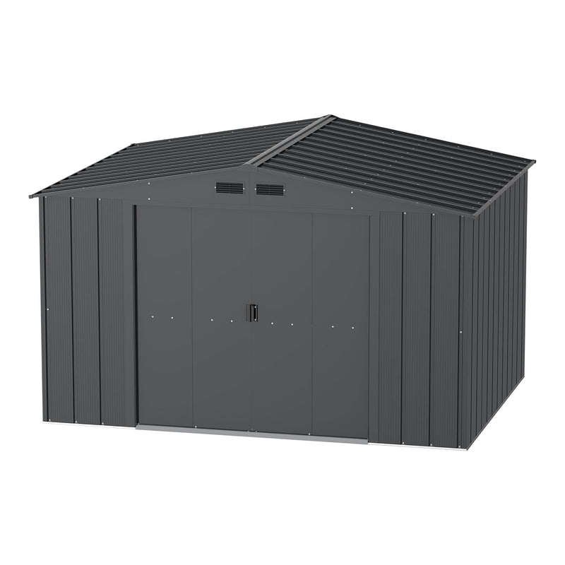 Metal Outdoor Storage Shed with Steel Frame, Dark Grey, 10-1/2-ft x 8-ft H9612