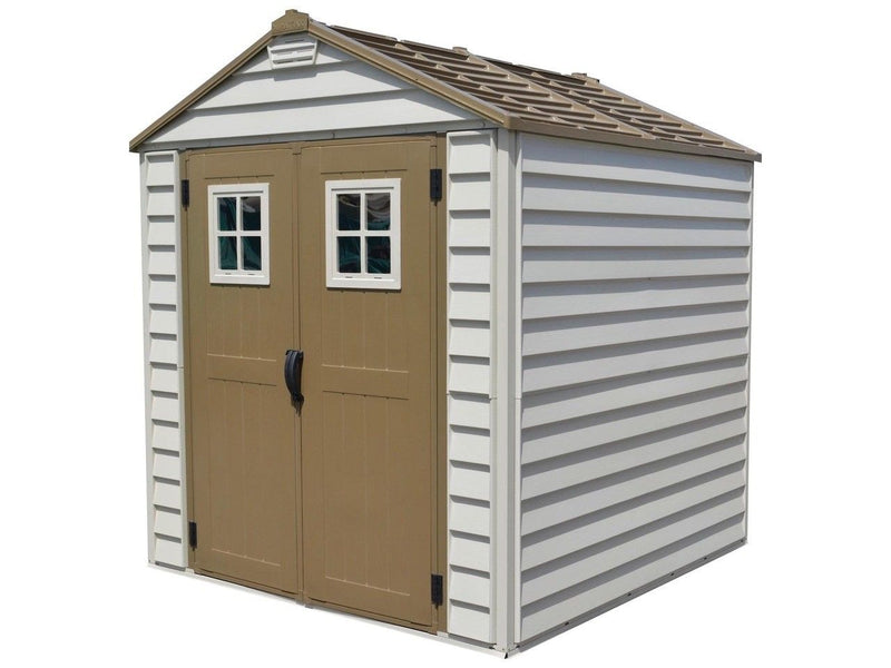 StoreMax Vinyl Garden Shed, Brown, 7-ft x 7-ft C307