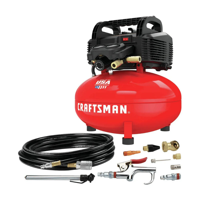 6 Gallon Pancake Air Compressor, Oil-Free, 150 PSI, Portable with Accessory Kit N7536