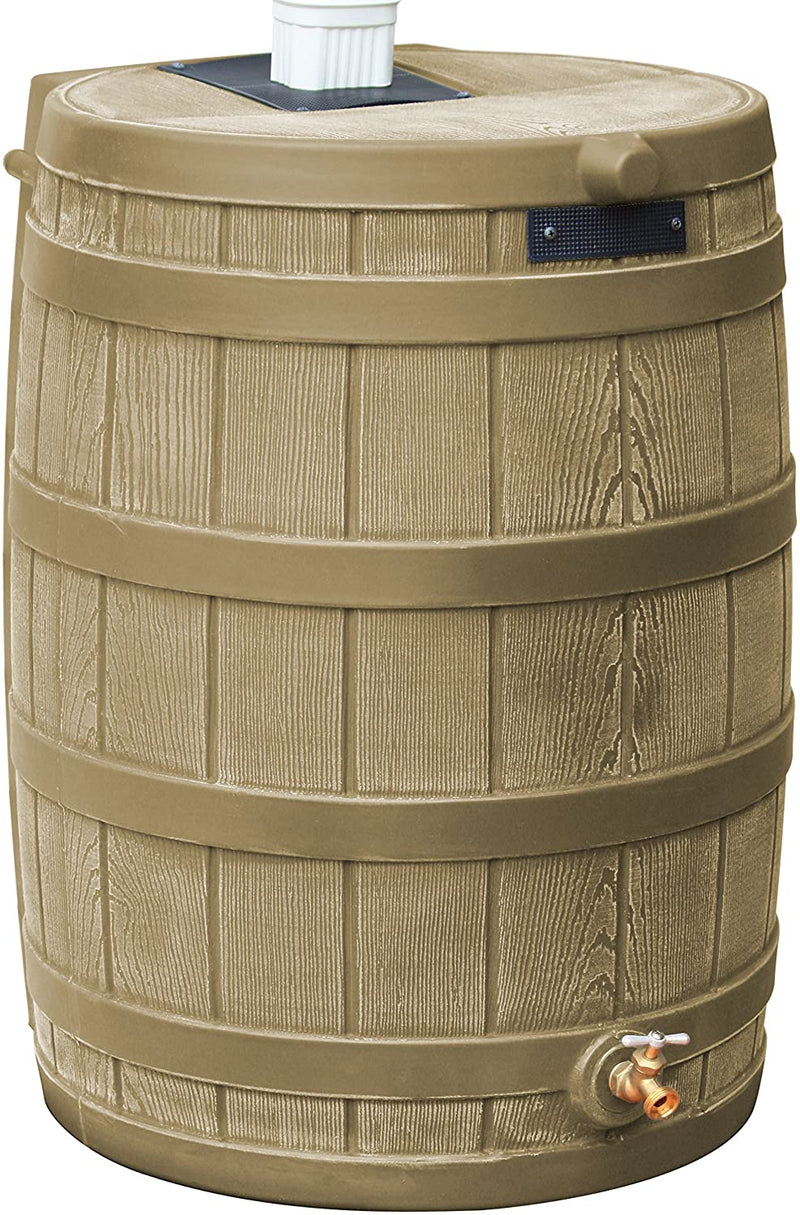 Good Ideas Rain Wizard 50 Gallon Plastic Outdoor Home Rain Barrel Water Storage Collector O7029