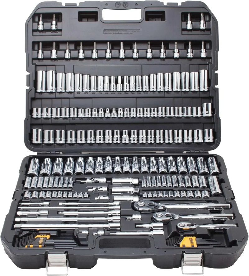 Mechanics Tool Set, SAE and Metric, 1/2, 1/4, 3/8 Drive Sizes, 192-Piece M7695
