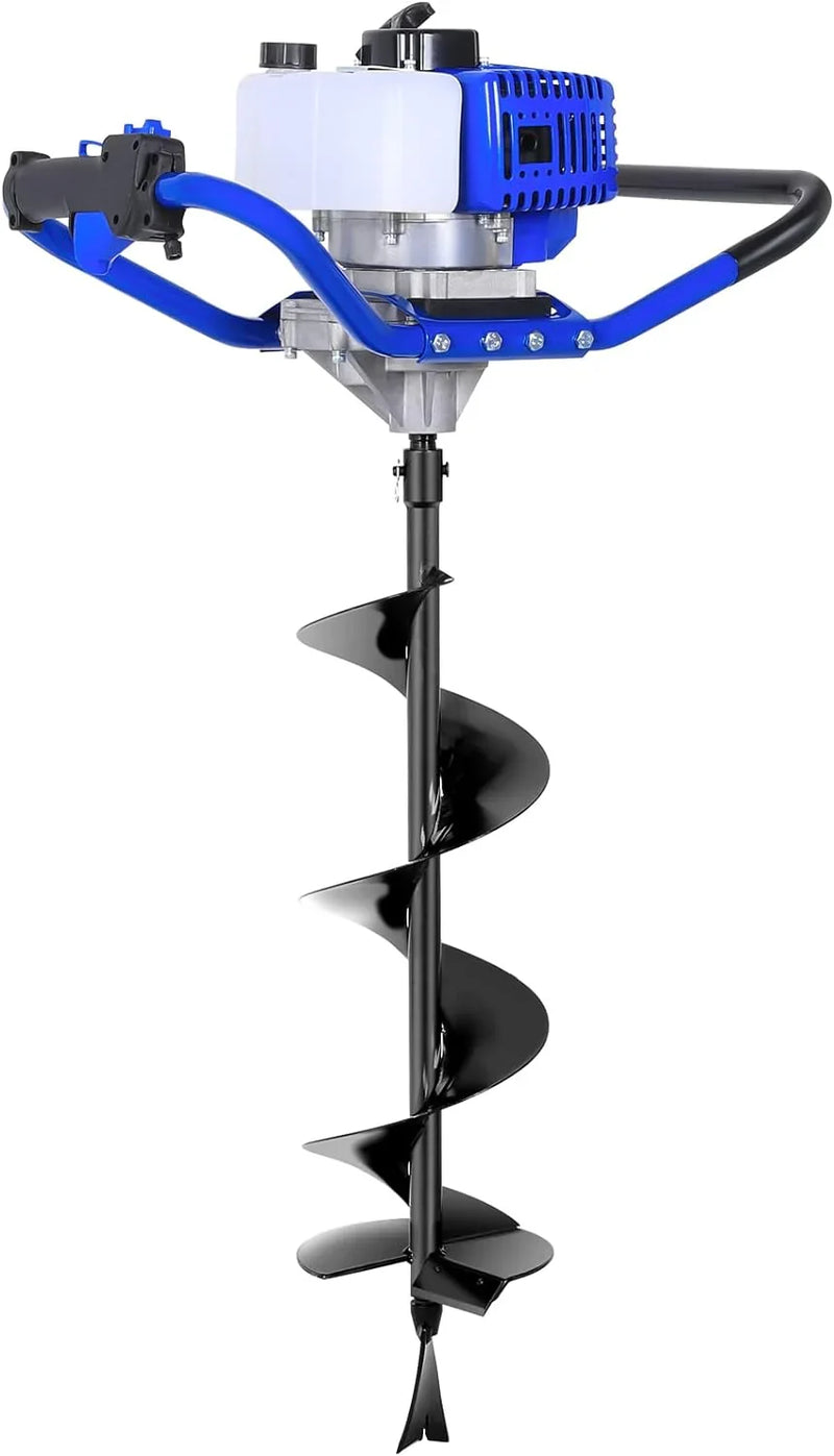 Post Hole Digger Gas Powered, 52cc 2.4 HP 2 Stroke Engine Earth Auger with 8" Drill Bit, EPA Compliant Post Hole Auger T8628