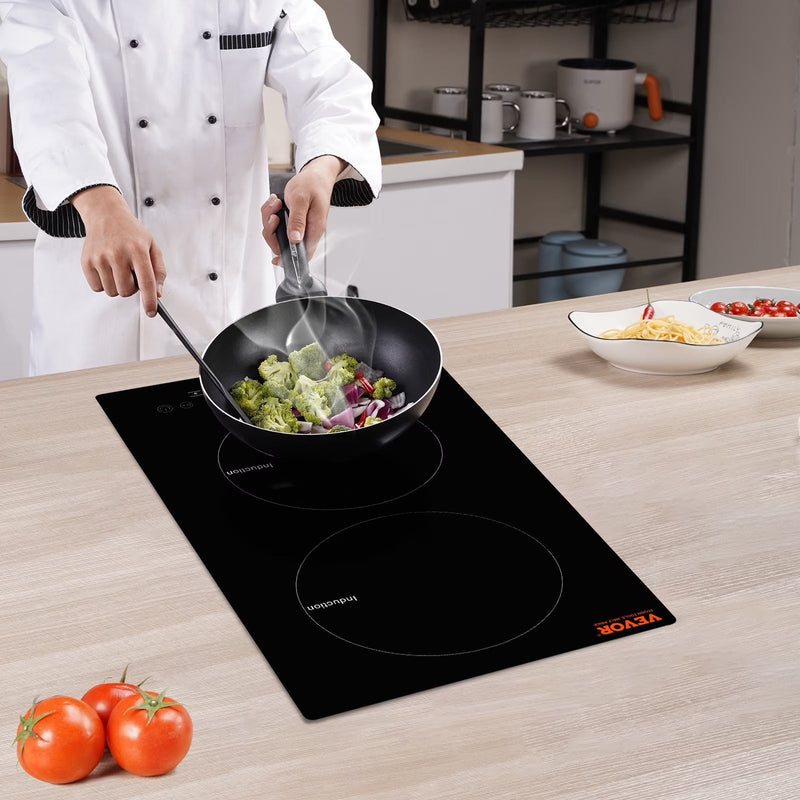 BENTISM 12 inch Electric Cooktop 2 Burners 1800W Stove Top Touch Control H4384