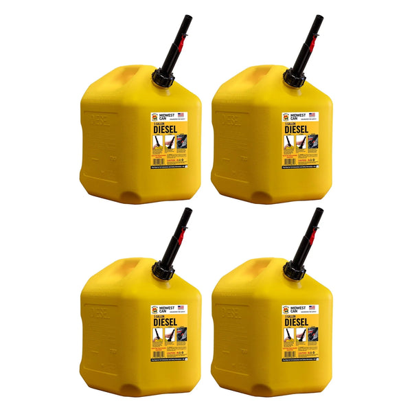 5 Gallon Diesel Can Fuel Container w/ Auto Shut Off (4 Pack) V0125