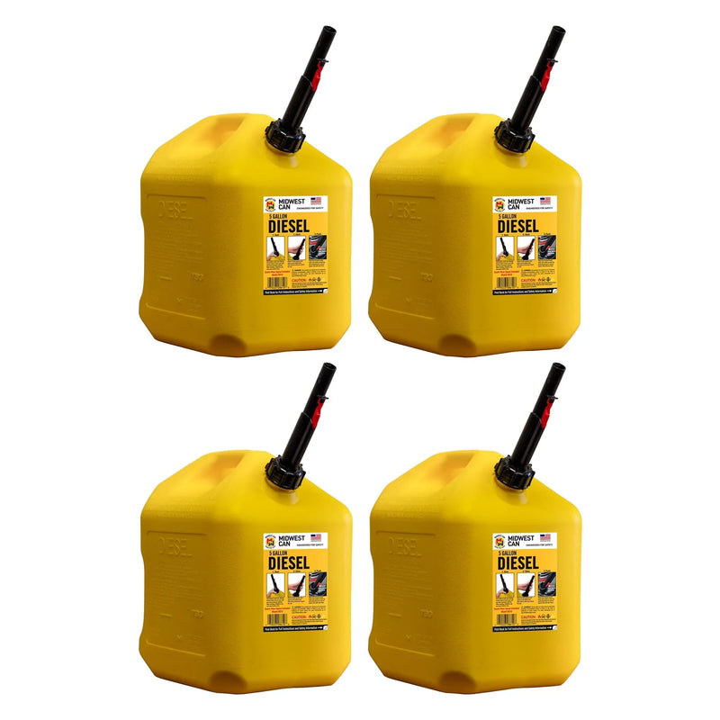 5 Gallon Diesel Can Fuel Container w/ Auto Shut Off (4 Pack) V0125