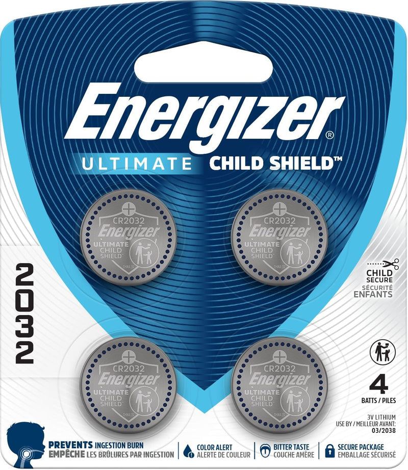 2032 Child Shield Lithium Battery, 4-Pack N3803