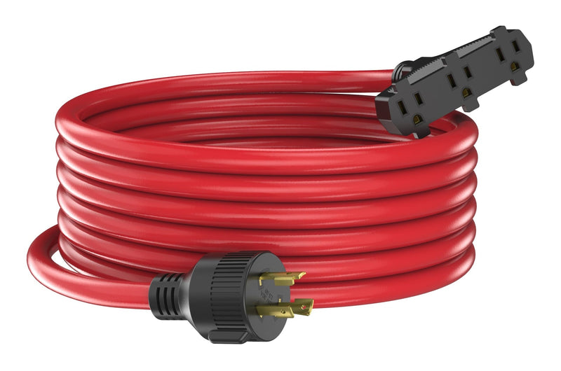 30A 25-ft Triple-Outlet Extension Cord, Red N9317