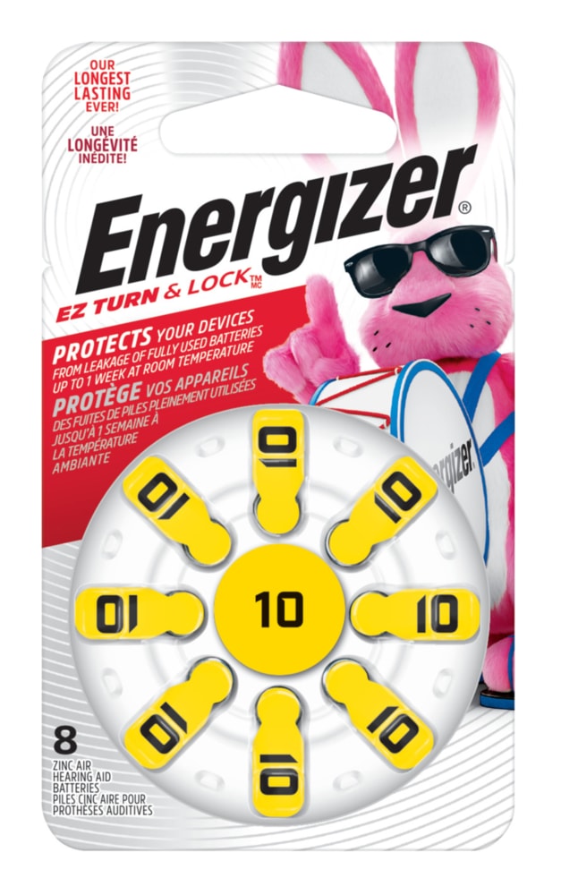 8-pk Size AZ10 1.4V / 1.4 Volt Zinc Hearing Aid Batteries, EZ Turn Lock T9894